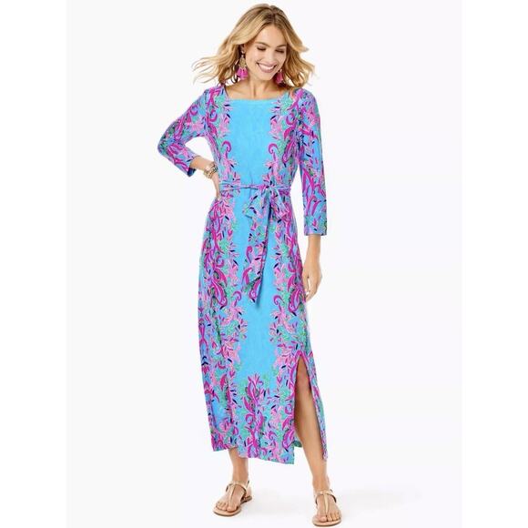 Lilly Pulitzer Carabella ChillyLilly Midi Dress Seaweed Samba Multicolor Small - Picture 1 of 12
